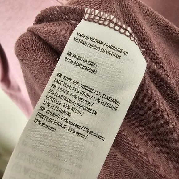 EUC AMERICAN EAGLE SOFT & SEXY DOUBLE V NECK LACED MAUVE TOP SIZE M - Picture 13 of 13